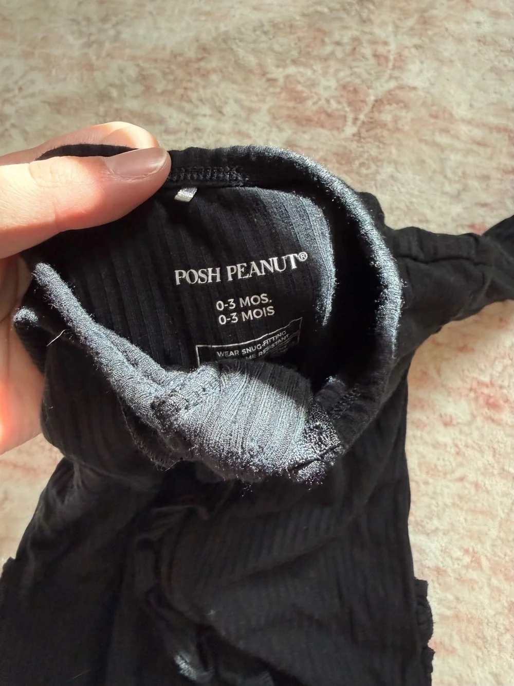 Posh Peanut Black Ribbed Ruffle Zipper Footie Size 0-3 Months